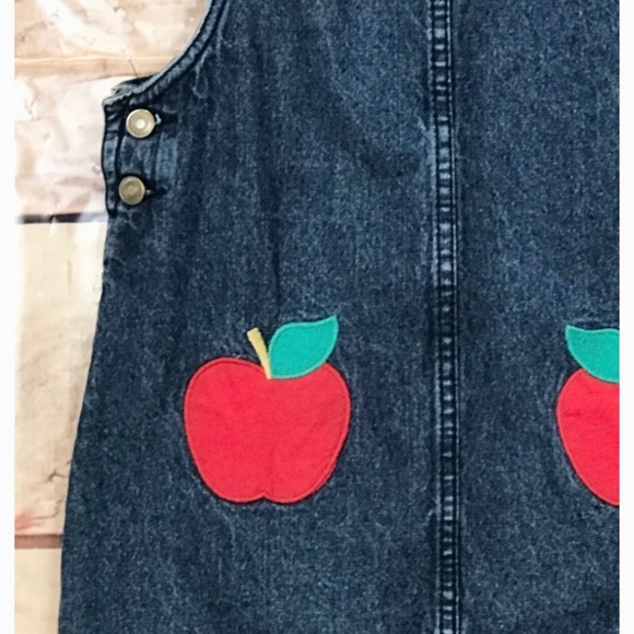 Cynthia Rowley Girls Denim Overall Apple Dress Size 7 - Picture 6 of 6
